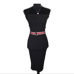 🍒 better be Black Ribbed Pencil Skirt & Tube Top Set with Belt Size: Medium